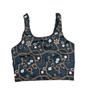 X By GOTTEX Sports Bra Womens XS Chain Jewel Print Padded Wireless